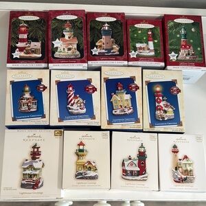 Hallmark Magic Collector Series Lighthouse Greetings Ornament Collection